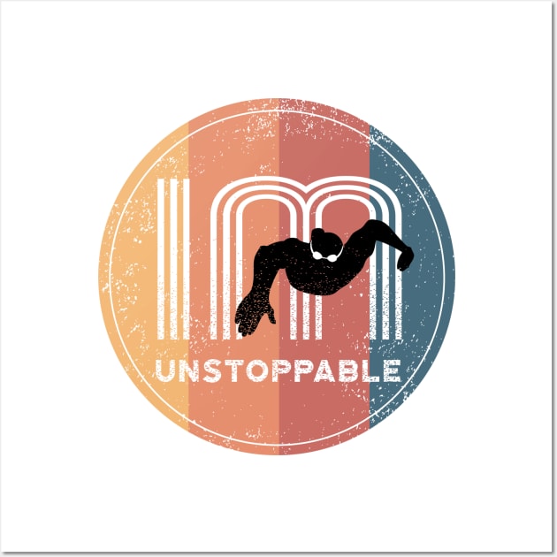 Retro IM unstoppable Mens Swimming 1 Wall Art by atomguy